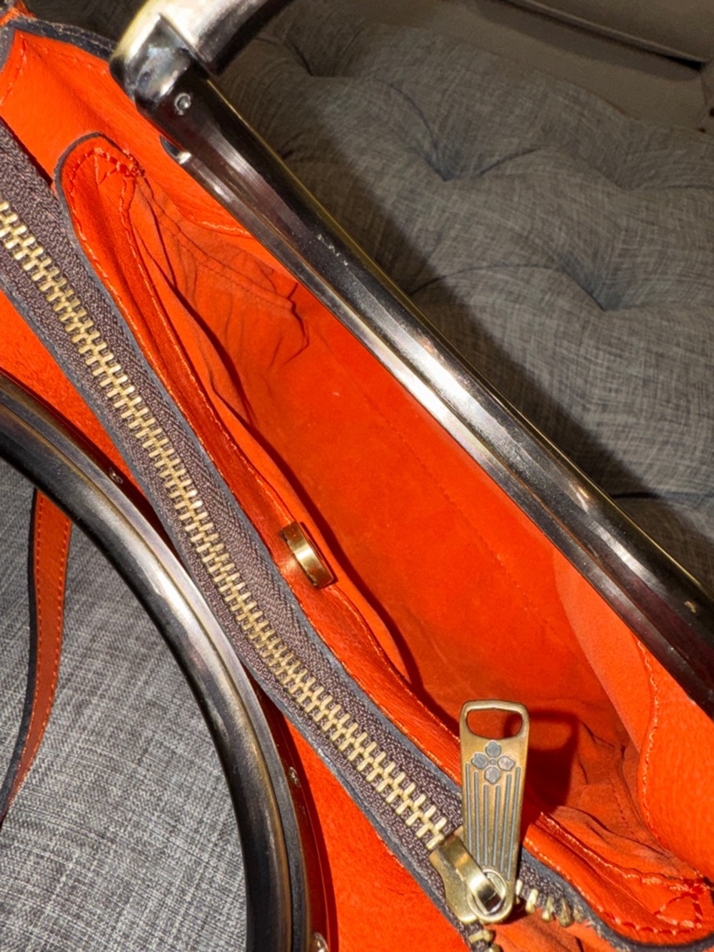 Patricia Nash Bag Aria Double Ring Orange Leather Floral Laser Cut Crossbody - Picture 12 of 17